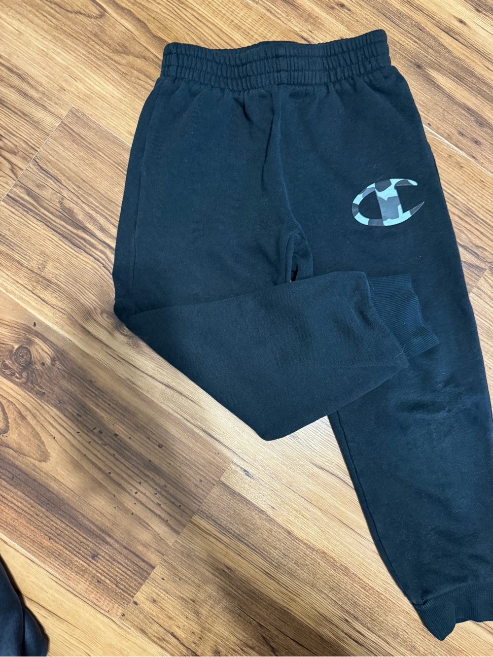 Champion Black Sweatpants with Camo Logo